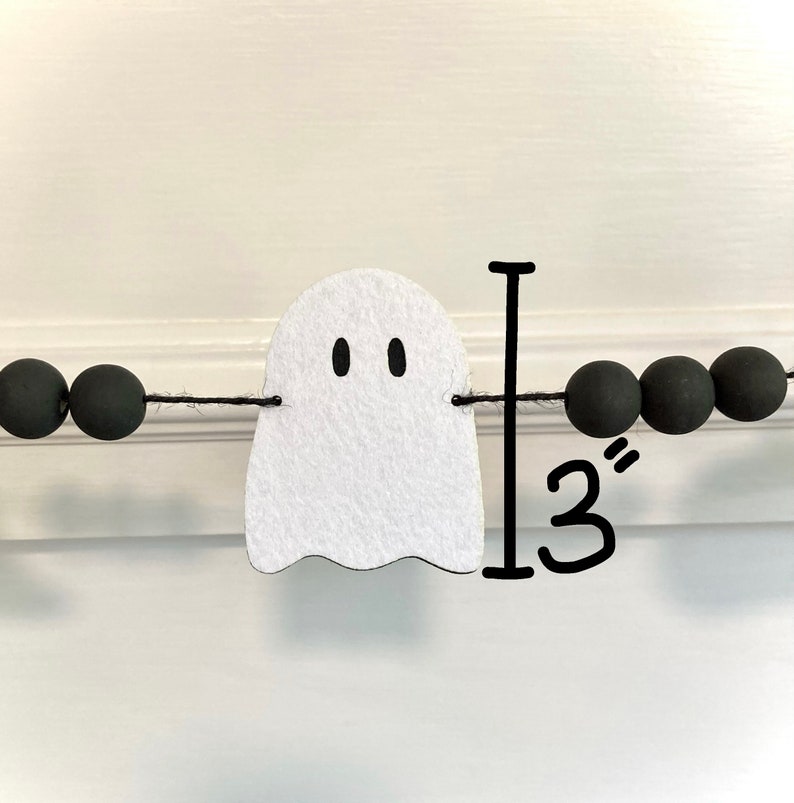 Cute Felt Ghost Garland / Handmade Halloween Banner / Spooky Season Home Decor / Farmhouse Bunting for Mantel / Adorable Ghosties Decoration image 6