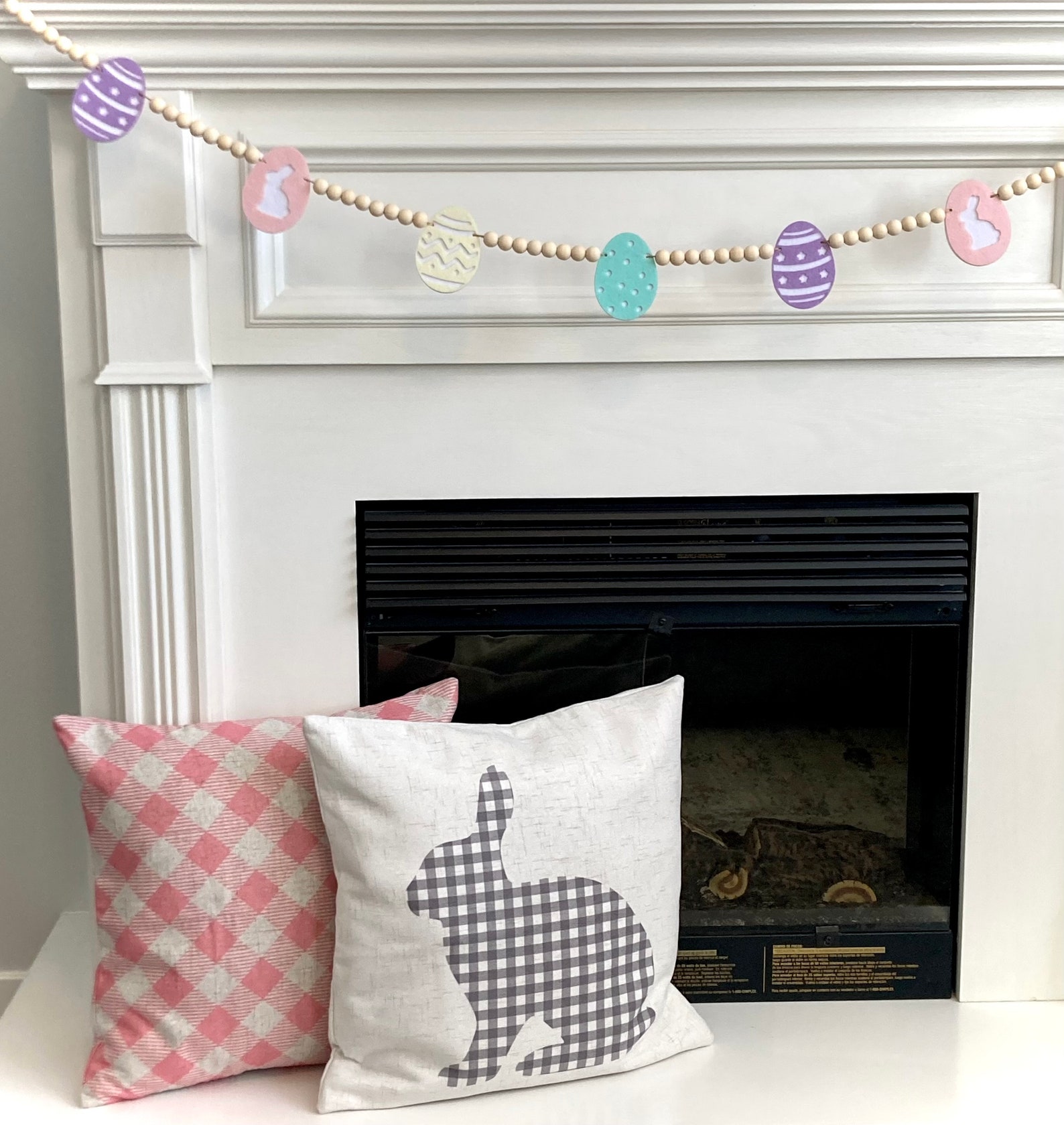 Easter Eggs Garland / Pastel Felt Eggs and Wood Beads Garland Etsy