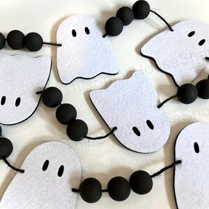 Cute Felt Ghost Garland / Handmade Halloween Banner / Spooky Season Home Decor / Farmhouse Bunting for Mantel / Adorable Ghosties Decoration image 3