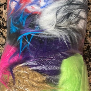 8 oz - Faux Fur Assorted Scrap Pieces - Various Sizes and Colors