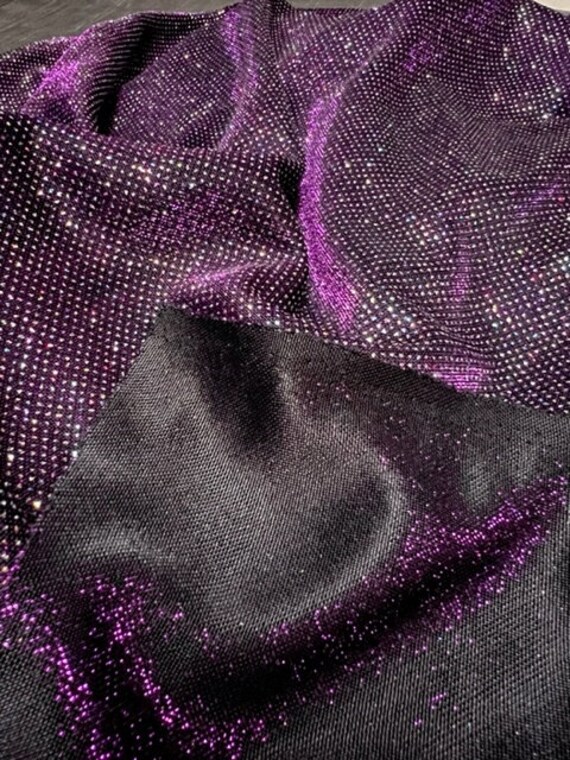Purple Stretch Glitter Fabric 60 Wide 2 Way Stretch Etsy