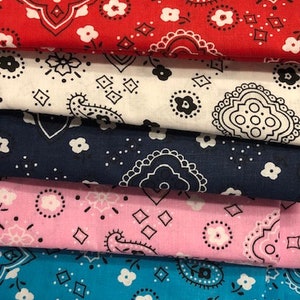 Bandana Print Polycotton Fabric 59" Wide by the Yard - Assorted Colors
