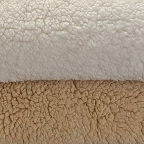 Sherpa Soft Faux Fur Fabric 60" Wide- White/Tan/Off White/Black