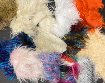 Plush Fur Rug Cutting Craft Samples Faux Fur Remnants Fabric Scraps  FIVE POUNDS 