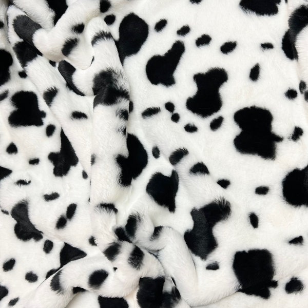 Cow Print Short Pile Super Soft Faux Fur Fabric 58" Wide