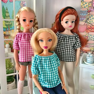 Loose Fit Blouse Top for Sindy 10-12 Fashion Dolls, Gingham image 6