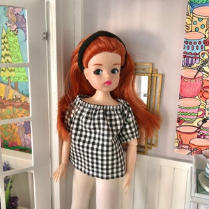 Loose Fit Blouse Top for Sindy 10-12 Fashion Dolls, Gingham image 3