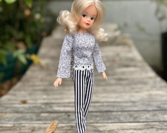 Top or Trousers for Sindy 10-12” Fashion Dolls, Black White