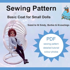 PDF Sewing Pattern Basic Coat for 10-12” Fashion Dolls like Sindy