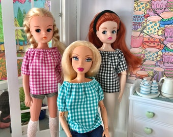 Loose Fit Blouse Top for Sindy 10-12" Fashion Dolls, Gingham