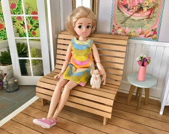 Miniature Wooden Bench Seat, 1:6 Scale, Self Assembly, Sindy 10-12" Fashion Doll Size