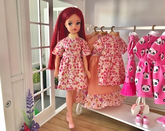 Dress Pink Ditsy Floral Print for Sindy, Tammy, Tressy, Barbie and Blythe Dolls