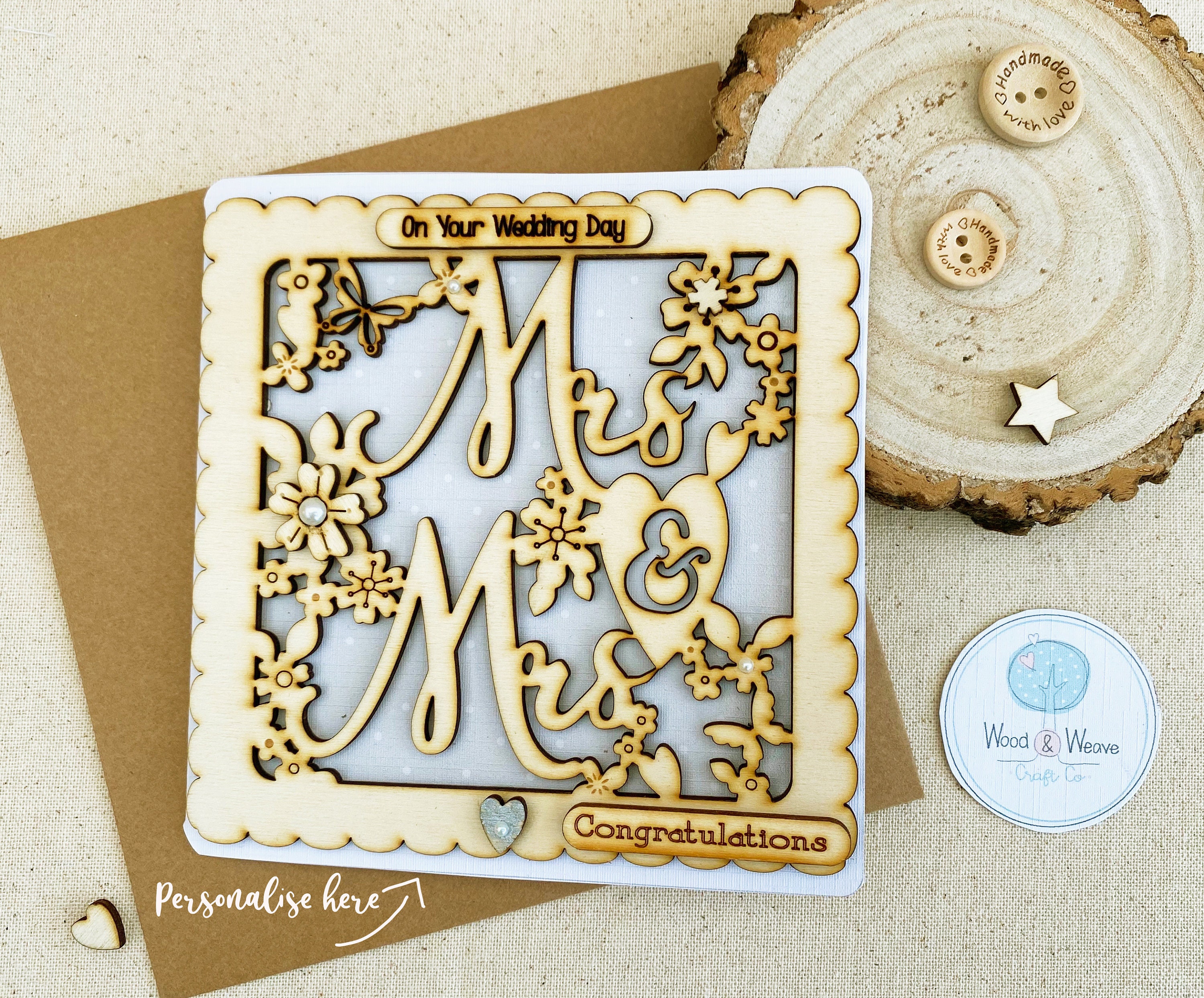 Luxury wooden laser cut Wedding card Etsy