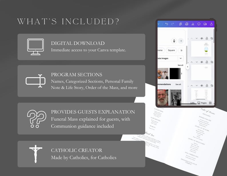 Catholic Funeral Mass Program Template - Etsy