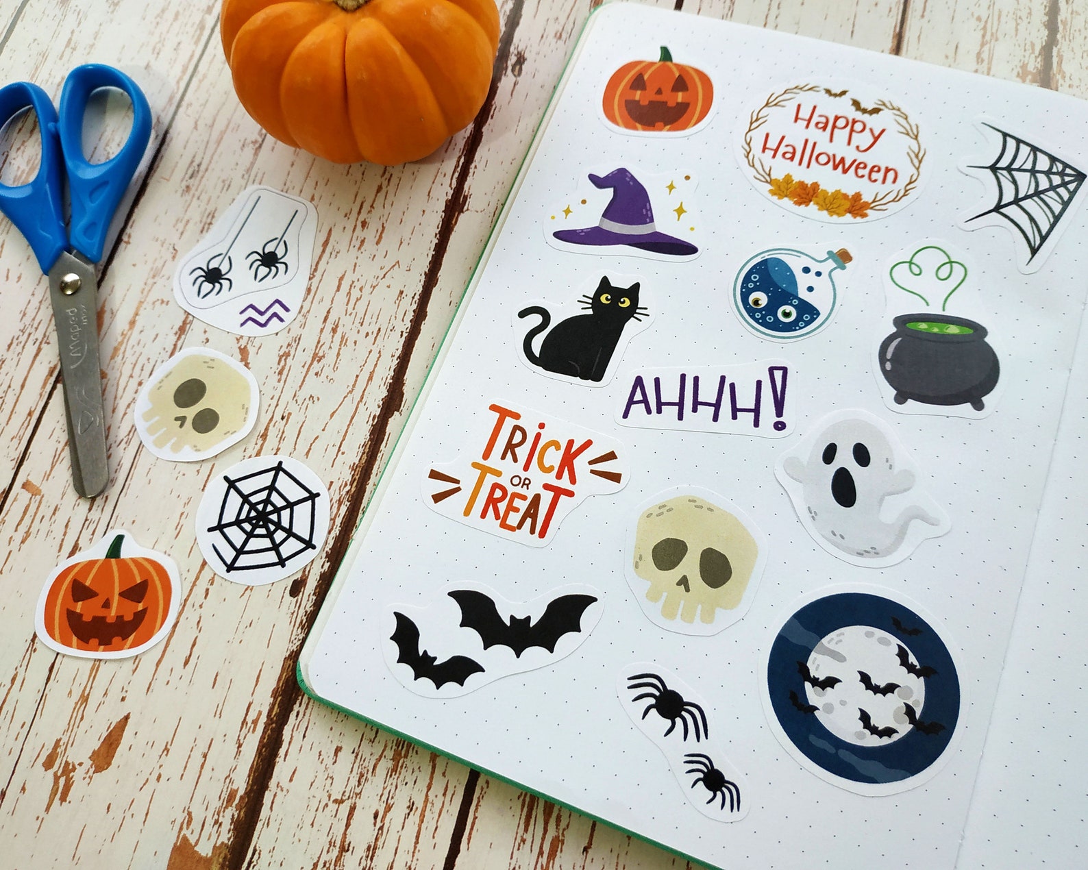 Printable Halloween Stickers, Sticker Sheet, Halloween Decor, Bullet ...