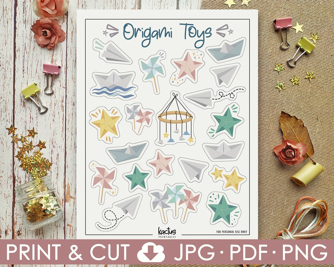 Origami Printable Stickers, Planner Stickers, Bullet Journal Stickers ...