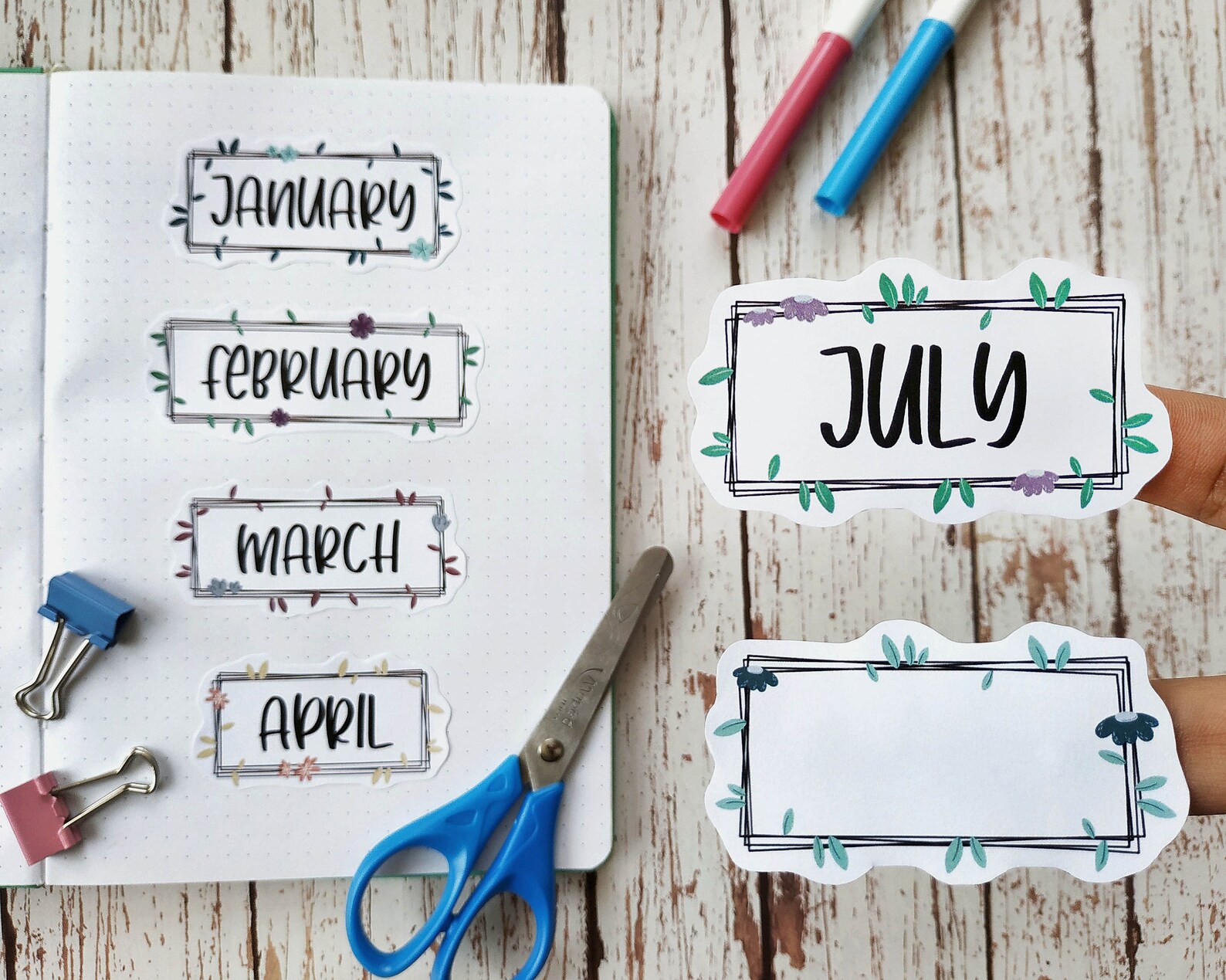 Printable Month Stickers, Planner Stickers, Bullet Journal Stickers ...