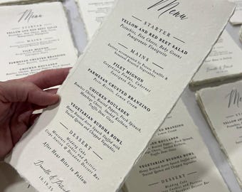 Handmade Deckle Edge Wedding Menu | Fine Art Cotton Paper