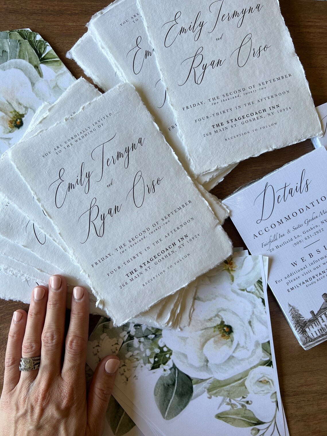 Deckled Edge Wedding Invitation Suite, Handmade Wedding Invitations on ...