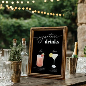 Formal Drinks Menu for Wedding, Drink Sign for Wedding Reception, Wedding Reception Signs, Cocktail Sign Formal, Picture Cocktails Sign