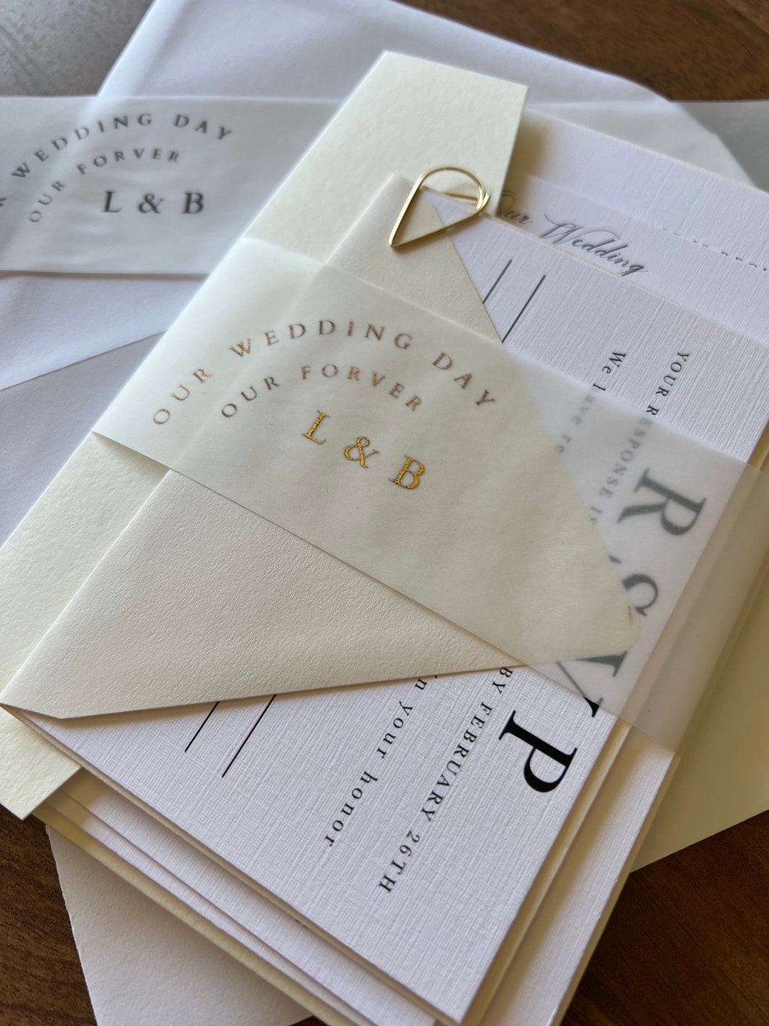 Simple White Wedding Invitations, White and Gold Wedding Invitations ...