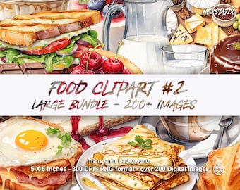 Food Clipart Bundle PNG Designs, Watercolor Food Clipart PNG Images, Watercolor Food, Food PNG, Clipart Food Digital Download Commercial use