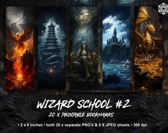 Wizard School Bookmark Designs, Printable Bookmarks Digitale Downloads, Dark Academia Stye Images, Print and Cut, Fantasy Bookmark Bundle
