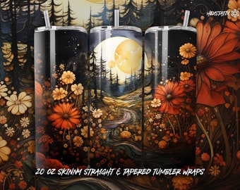 Otoño Otoño Girasoles PNG Otoño Vaso Envoltura Alcohol Tinta 20 oz Flaco Vaso Sublimación Diseño Vaso Envoltura PNG Descarga Digital Instantánea