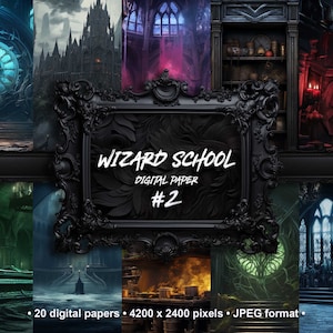 Wizard School Digital Paper, Magic School Background, Wizard World Scrapbook, Digital Papers, Digital Download for Commercial use