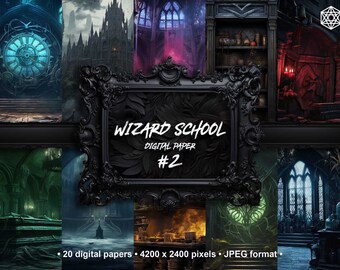 Wizard School Digital Paper, Magic School Background, Wizard World Scrapbook, Digital Papers, Digital Download for Commercial use