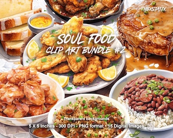 Soul Food Clipart, aquarel voedsel illustraties, voedsel PNG, aquarel voedsel, aquarel clipart, voedsel PNG, digitale download voor commercieel gebruik