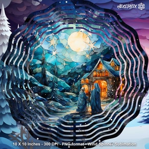 Christmas Nativity Wind Spinner Sublimation PNG Ornament, Instant Digital Download, Nativity Scene PNG 3D DIY Wind Spinner Decoration