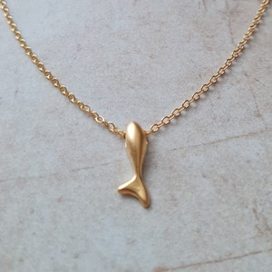 fish charm on 14k gold plated chain necklace | handmade dainty aquatic pendant jewelry