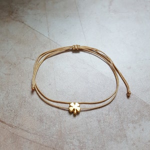14k gold plated four leaf clover charm bracelet | handmade minimalist dainty luck bracelet