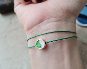 Yin Yang Charm Bracelet, Dainty Balance Jewelry, 14k Gold Plated Spiritual Bracelet