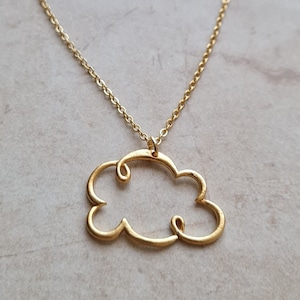 14k gold plated cloud pendant chain necklace | handmade minimalist dainty charm necklace jewelry