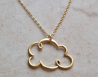 14k gold plated cloud pendant chain necklace | handmade minimalist dainty charm necklace jewelry