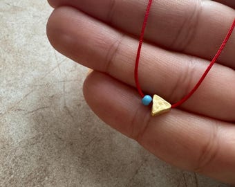 Driehoekige bedelketting voor dagelijks gebruik, minimalistische rode koord sieraden