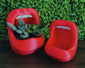 Jardinière à lèvres rétro | 2 tailles disponibles | Pot de fleurs Lips Mouth | Bioplastique durable imprimé en 3D | Jardinière succulente | Jardinière pour le corps