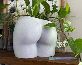 White Marble | 5 inch Just Peachy Butt Planter | Sustainable 3D Printed Bioplastic | Succulent Planter | Feminine Body Planter