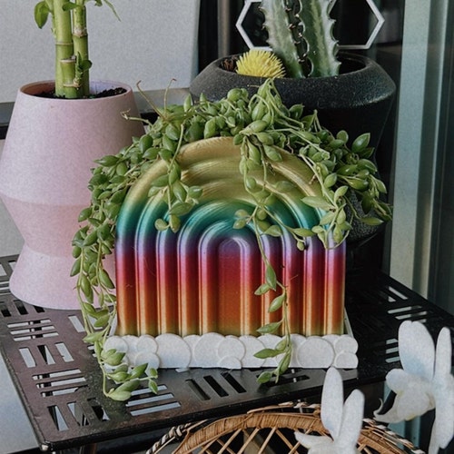 Rainbow Arch Planter | 3D Printed Bioplastic Decor (5 inch)