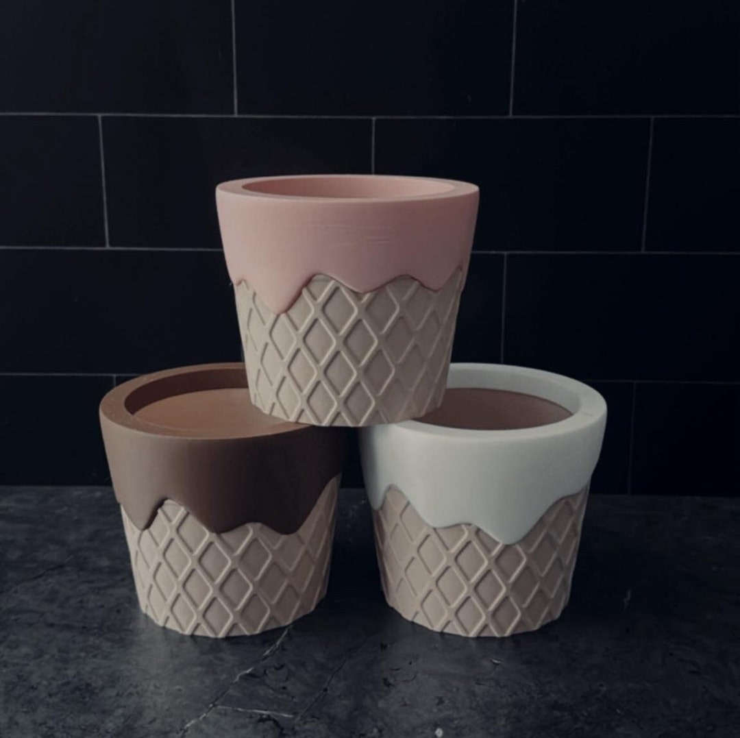 5 Inch Waffle Cone Planter Ice Cream Cone Flower Pot Modern Planters 3D