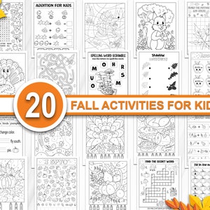 Autumn activities for kids, Fall book printable, Kindergarten worksheets, Toddler activity book, Fall learning packet, PDF 8.5x11