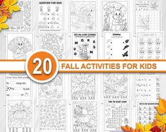 Autumn activities for kids, Fall book printable, Kindergarten worksheets, Toddler activity book, Fall learning packet, PDF 8.5x11