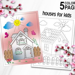 Houses for Kids, Children&#39;s Coloring Pages, Kids Coloring Pages, Children&#39;s Activities, Coloring Books, Printable PDF 8.5x11
