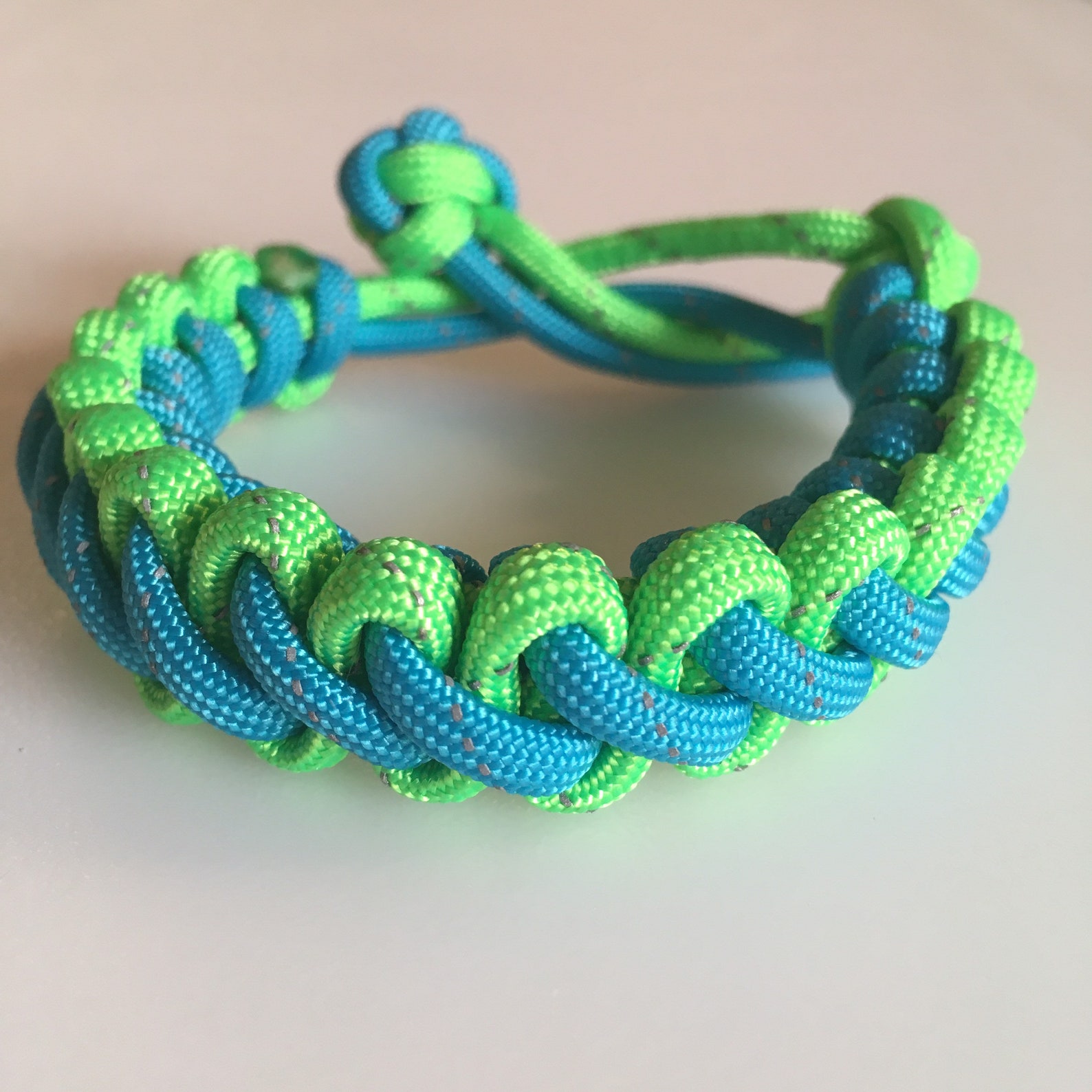 Green & Blue Reflective Paracord Bracelet Etsy
