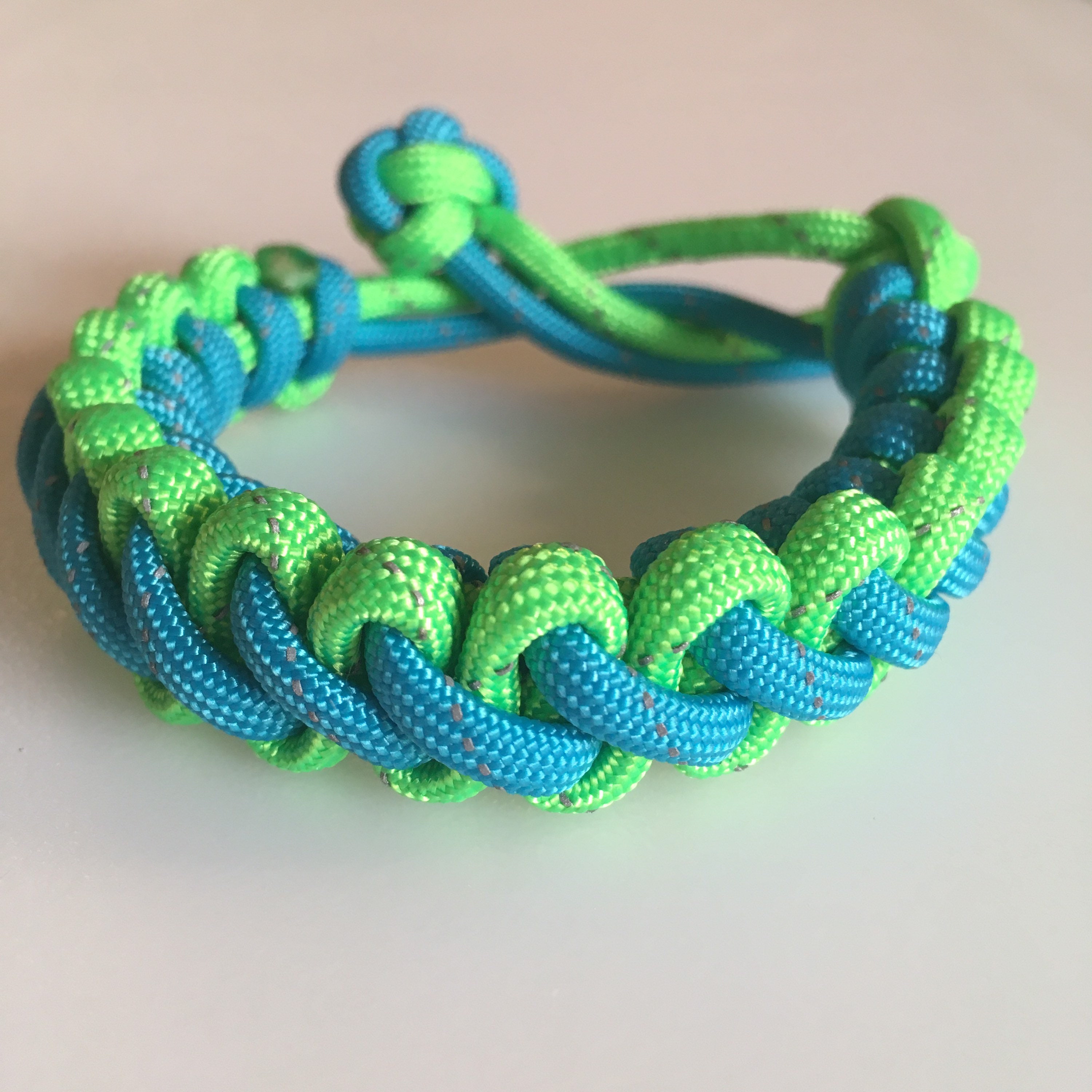Green & Blue Reflective Paracord Bracelet Etsy