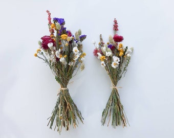 Trockenblumenstrauß "Wiesentraum", bunter Strauß aus getrockneten Blumen klein, farbenfroher Trockenstrauß