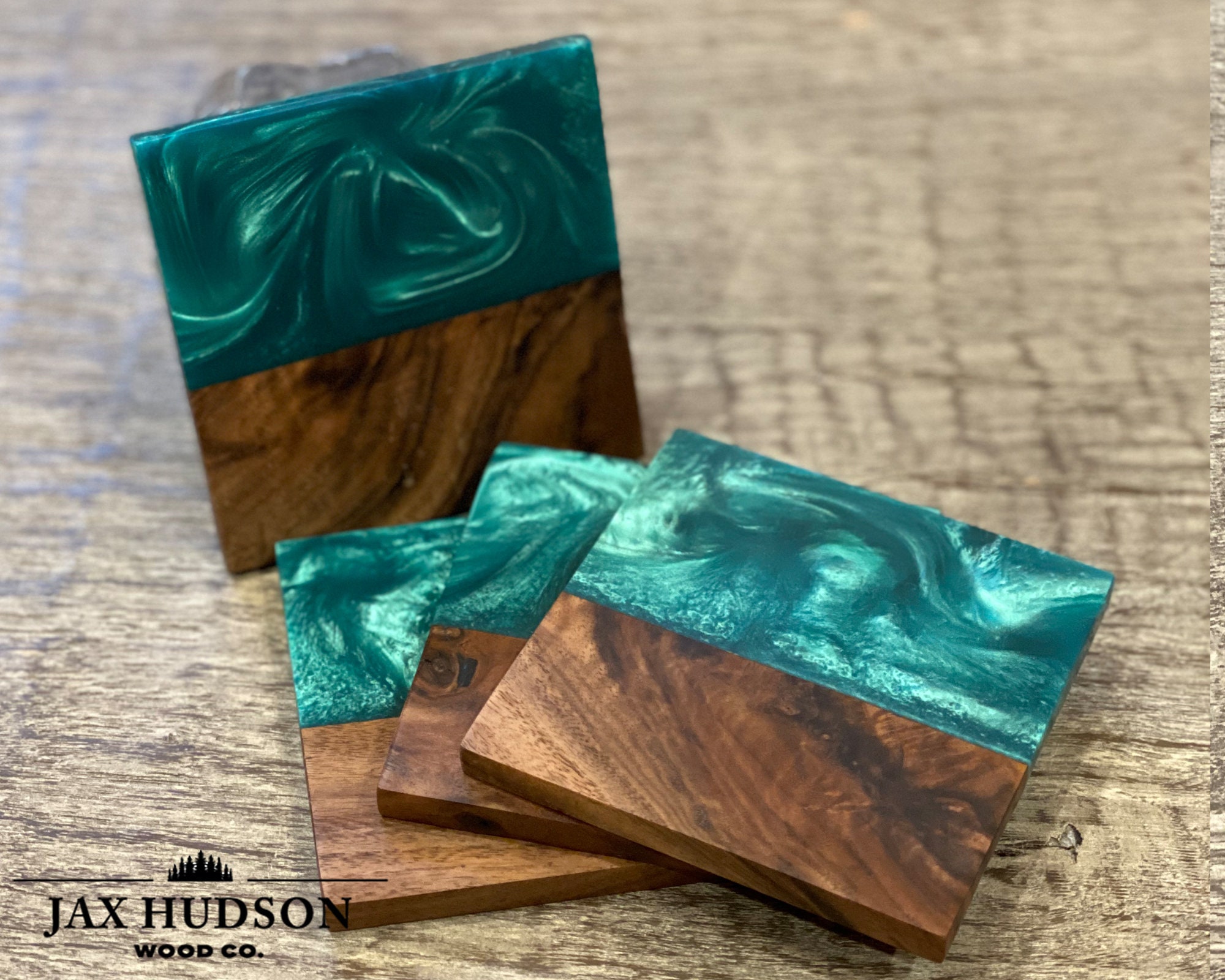 Custom handmade epoxy resin coasters set of 4 Etsy