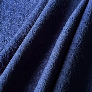 Navy Blue Abstract Design Quilted Look Double Knit Suiting Fabric - Sold by the Half Yard - 58&quot; wide
